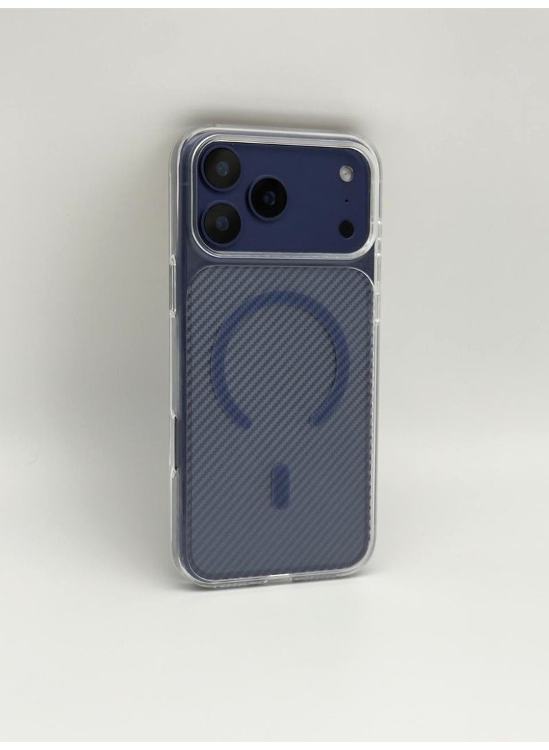 general Premium MagSafe Compatible Carbon Fiber Texture Case for iPhone 17 Pro Max – Ultra-Slim Shockproof Back Cover with Integrated Camera Protector & Metallic Accents – [Blue] - Image 2